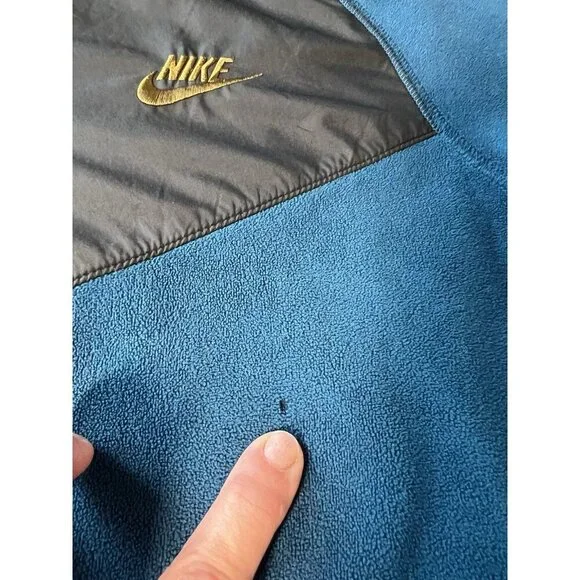 Nike Men Small Polar Fleece Windrunner Full Zip Hoodie Jacket Blue Black - Picture 9 of 9